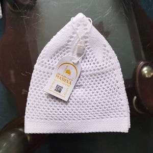 Nouveau bonnet musulman Kufi en tricot ajouré unisexe, couleur unie, extensible, respirant, bonnet chimio en coton, turban brodé à la main, toutes tailles - Product Image 4