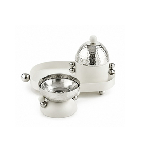 Brass Incense <b>Burner</b> Set with Hammered Finish and White Ceramic Base <b>for</b> Aromatherapy Use - Product Image 5