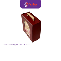 Scatola Regalo Rigida di Lusso con Manico in Legno Prodotta in Vietnam |   Imballaggio Personalizzato in Carta Kraft Riciclabile e Biodegradabile per Regali Premium