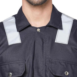 Combinaison de travail de sécurité industrielle bleu marine, uniforme haute visibilité avec bande réfléchissante, tenue de protection pour la construction et l'ingénierie - Product Image 3