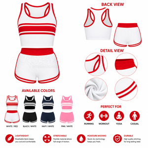 Ensemble sportif 2 pièces rayé rouge et blanc Cosh International Sorority Sisterhood, haut court et short, coupe sportive, longueur normale, respirant - Product Image 6