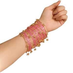 Bracelets en verre traditionnels du Cachemire, multicolores, plaqués or, ensemble de bijoux de mariage, couleurs personnalisées disponibles - Product Image 5