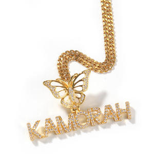 Colgante de Lujo Estilo Hip-Hop con Nombre de Mariposa, Diamantes de Moissanita, Plata, para Fiestas, Eventos y Uso Diario, Amuleto con Letra para Hombres - Product Image 2