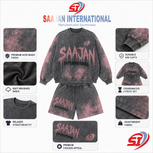 Custom <b>Men</b> Acid Wash <b>Hoodie</b> <b>and</b> <b>Shorts</b> Streetwear <b>Set</b> OEM ODM Wholesale Manufacturer - Product Image 6