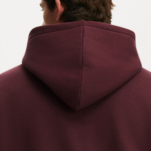 <b>Men's</b> <b>Burgundy</b> Cotton Fleece Hooded Sweatshirt Regular Fit Casual Pullover Front Pocket Solid Color Eco-Friendly Winter Wear - Product Image 6