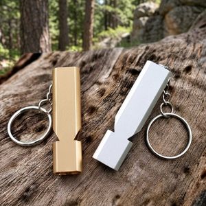 Silbato metálico de doble tubo de 120 decibeles, el más potente, con llavero EDC para salvavidas, emergencias, seguridad y supervivencia. - Product Image 2