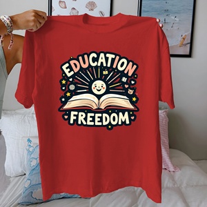 Tshirt pour femme en pur coton éducation et liberté coupe confortable - Product Image 4