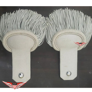 Epaulettes de hombro con flecos, Epaulettes francesas Napoleónicas, Placa de hombro con flecos de hilo plateado, Hechos a mano para disfraz o ceremonia - Product Image 1