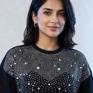 T-shirt ample personnalisé Glory avec strass, 100% coton, tissu doux et respirant, nouveau style tendance pour unisexe, streetwear. - Product Image 6