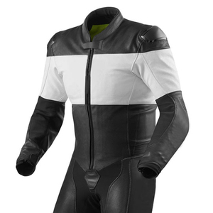 Combinaison de moto en cuir à manches longues pour homme, noire et blanche, coupe-vent, toutes saisons, pour adulte - Product Image 2