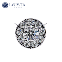 Pendentif pour femme en or massif 9k, 14k, 18k, serti de diamants de laboratoire certifiés IGI, taille halo française, couleur E, blanc, 18 pouces