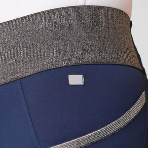 Women's Navy Blue High Waist Full Seat Button Fly Equestrian Breeches with Mesh Panels and Reflective Stripe Spandex/Cotton 2026 - Product Image 6