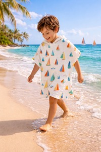 Poncho bébé unisexe personnalisable 100% coton biologique, doux, respirant, à capuche, design doux pour la peau - Product Image 2