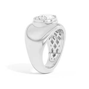 Wholesale Oval Cut Lab Grown Diamond Bombe <b>Ring</b> 2Carat Semi Bezel Tab Prong 14K Gold 14mm Wide <b>Thick</b> Dome Signet Statement Bands - Product Image 3