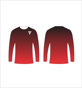 T-shirt à manches longues pour homme, dégradé noir et rouge, couleur ombrée, col rond, décontracté, streetwear, vêtements de sport, entraînement en salle de sport - Product Image 1