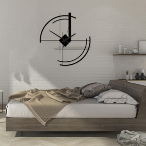 Modern Abstract Metal Wall <b>Clock</b> Geometric Circular Designer <b>Clock</b> Minimalist Black Decorative Wall <b>Art</b> for Living Room Bedroom - Product Image 5