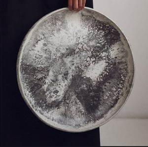 Handmade Classic <b>Black</b> Colorful Swirl Design Eco-Friendly Food Grade Durable Resin Tray Platter Salad Bowl for Hotel Home - Product Image 4