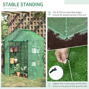Serra con Telaio in Metallo Verde 56x29x77 Pollici, 4 Ripiani, PVC PE, Facile da Montare, Porta Avvolgibile, Copertura Resistente alle Intemperie per Giardinieri Domestici - Product Image 5