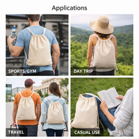 Sac à dos en coton recyclable écologique avec cordon de serrage, sac de shopping réutilisable en toile naturelle biodégradable résistant aux chocs