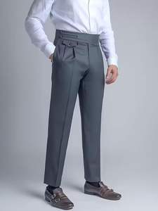 Pantalones plisados de cintura alta estilo Gurkha para hombre con cintura extendida. - Product Image 1