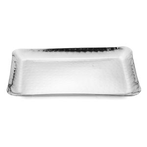 Plateau de service rond en acier inoxydable avec finition martelée or champagne, plateau de service décoratif en métal pour la salle à manger à domicile - Product Image 5
