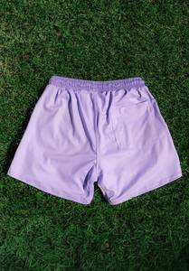 Wholesale Rate Solid Purple Casual <b>Shorts</b> With Elastic Waist Swim Wear Back Pocket Mid Length <b>Woven</b> Fabric Men's <b>Shorts</b> - Product Image 2