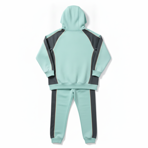 Conjunto Deportivo Unisex Verde Menta con Capucha, Manga Larga, Color Sólido, Bolsillos Laterales, Transpirable, Ropa Casual de Otoño - Product Image 3