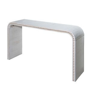 Consolle da ingresso da 59 pollici, stile cascata, curva, con perline in legno bianco lavato, per ingressi - Product Image 6