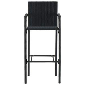 Ensemble de 4 tabourets de bar en rotin PE noir et acier thermolaqué, taille standard - Product Image 3