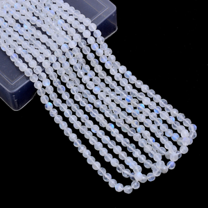 Piedras de luna blanca facetadas redondas de 5mm-6mm, piedras de luna arcoíris de fuego azul natural, piedras semipreciosas sueltas para joyería. - Product Image 5