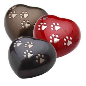 Metal <b>Keepsakes</b> Cremation <b>Pet</b> Urns Funeral <b>Ashes</b> Urns American Style Customized Color Heart Paw Print - Product Image 1