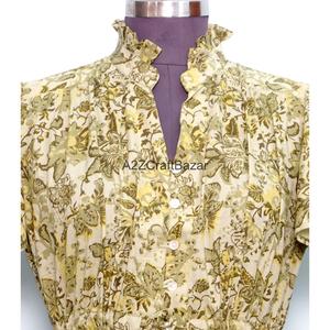 Vestido Mini de Mujer 100% Algodón Tejido, Cuello en V, Manga Corta, Cintura Alta, Corte en A, Estampado Floral Digital, Lavable, Transpirable, para Oficina - Product Image 4