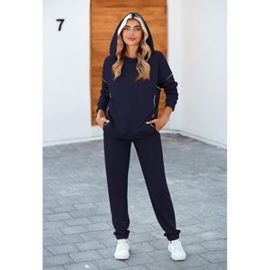 Conjunto Deportivo con Capucha para Mujer, de Algodón y Poliéster, Sudadera Holgada, Pantalones para Correr, Anti-Pilling, Transpirable, Ropa Casual 2026 - Product Image 2