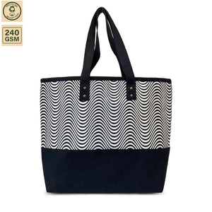 Wholesale Custom Logo <b>Large</b> Cotton Canvas <b>Beach</b> Tote <b>Bag</b> PP Laminated Two Tone Reusable Shopping Travel Resort OEM Private Label - Product Image 1