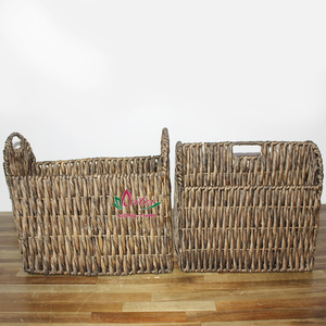 Handmade Water Hyacinth Storage <b>Basket</b> <b>Rectangular</b> Woven Organizer Box - Product Image 2