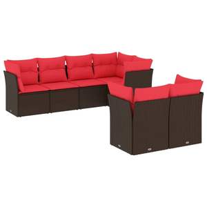 Ensemble de canapés de patio en polyrotin marron 7 pièces avec coussins, ensembles de jardin - Product Image 2