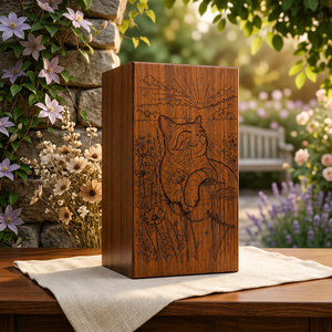 Wooden Pet Cremation Urn Handmade <b>Memorial</b> Keepsake <b>Box</b> Carved Animal Pattern Desktop Burial Urn - Product Image 5