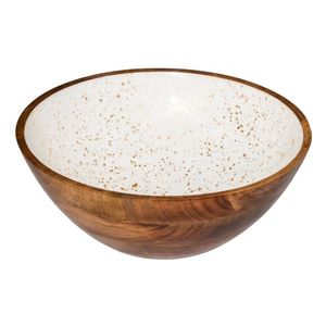Handcrafted Mango Wood Serving Bowl with <b>Tomato</b> Print Enamel Inlay Decorative Round Salad Bowl for Kitchen Dining Table Decor - Product Image 3