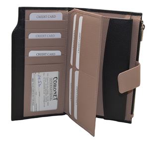 Portefeuille long en cuir véritable pour femmes portemonnaies multifonctionnelles RFID avec fermeture éclair et porte-monnaie courts - Product Image 4