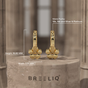 Pendientes de Aro con Flor Dorada, Pendientes Minimalistas Florales para Mujer, Joyería Elegante de Plata de Ley, Regalo Elegante - Product Image 5