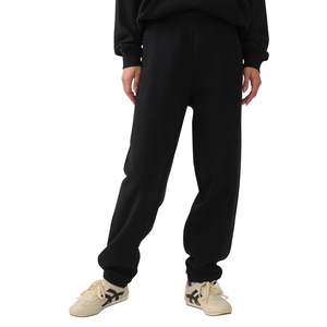 Pantalon de jogging en coton noir avec logo personnalisé, unisexe, taille haute, coupe ample, OEM, marque privée, vente en gros - Product Image 3