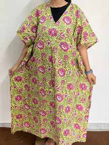 Vestido Kaftan Estampado de Algodón Suave para Mujer con Tela Transpirable y Caída Elegante - Product Image 4