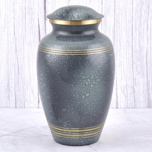 Black and Silver <b>Stripes</b> Brass Adult Cremation Urn with Matte and brushed surface for Human Ashes, Burial Memorial Urn - Product Image 3