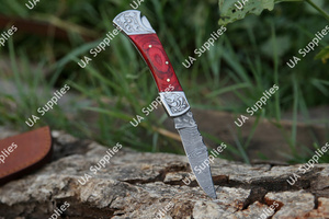 Cuchillo Plegable de Acero de Damasco de Grado Industrial, Afilado como una Navaja, de Alta Calidad, para Camping, Bricolaje, Uso Diario, Personalizable, OEM, con Madera Pakka - Product Image 6