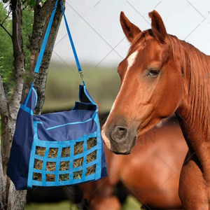 Slow Feed Horse Hay Bag Box Style Nylon Equestrian Feeding Bag with Grid <b>Window</b> for Trailer Stable and Travel Use - Product Image 4