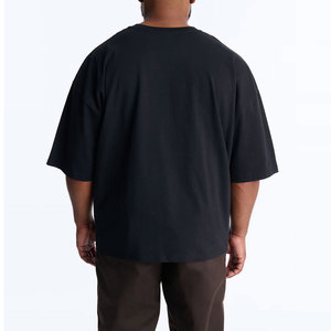 Camiseta Negra Ligera Oversize de Manga Corta con Cuello Redondo, Estampado de Logotipo LA, Estilo Urbano, Tejido Jersey, con Pedrería - Product Image 3