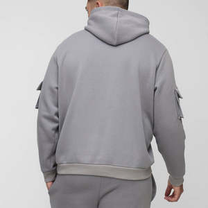 Nuevas Sudaderas con Capucha para Hombre, 100% Algodón, Color Gris Personalizado, Manga Larga con Bolsillos, Hombros Caídos, Modelo 2026 - Product Image 5