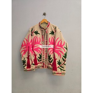 Veste brodée Plam Tree, faite à la main, 100% coton, veste Suzani, manteau, veste bohème chic, veste unisexe, veste de soirée - Product Image 4