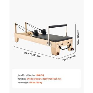 Machine de Pilates Reformer en bois à double résistance avec ressorts, équipement d'entraînement pour la maison et le studio - Product Image 6