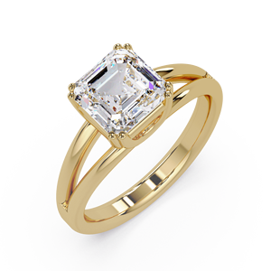 Anillos de Boda de Lujo con Diseño de Tallo Ancho, Oro Puro de 14K, Diamante Cultivado en Laboratorio con Corte Asscher de 2.00 Ct, Anillos de Compromiso Certificados por IGI - Product Image 2